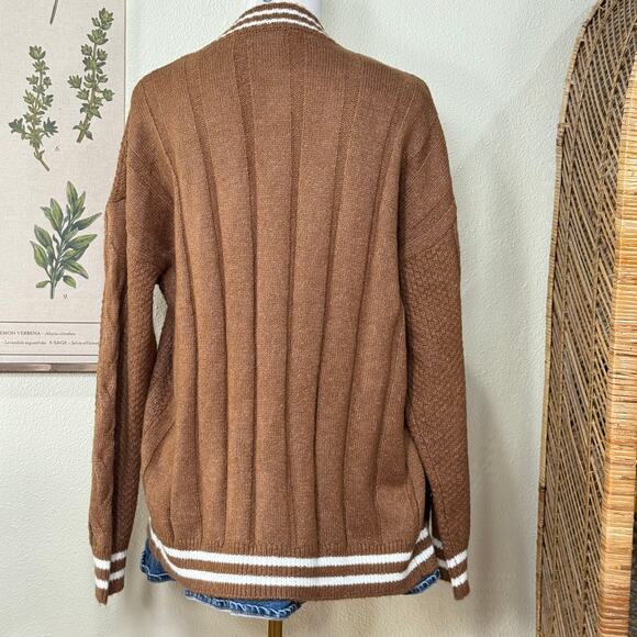 90s Y2k Cable Knit Cardigan Sweater Light Academia Indie Old Preppy Soft Girl M - Picture 3 of 5